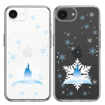 iPhone16e ケース クリア シンデレラ城 雪結晶 スマホケース 側面ソフト 背面ハード ハイブリッド 送料無料-1