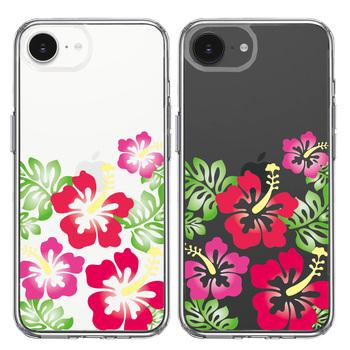 iPhone16e ケース クリア ハイビスカス レッド スマホケース 側面ソフト 背面ハード ハイブリッド 送料無料-1