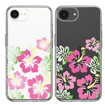 iPhone16e ケース クリア ハイビスカス ピンク スマホケース 側面ソフト 背面ハード ハイブリッド  送料無料-1