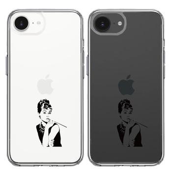 iPhone16e ケース クリア オードリー ヘプバーン スマホケース 側面ソフト 背面ハード ハイブリッド  送料無料-1