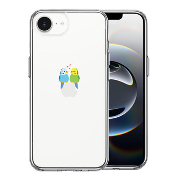 iPhone16e ケース クリア インコ カップル LOVE ラブ スマホケース 側面ソフト 背面ハード ハイブリッド  送料無料-0