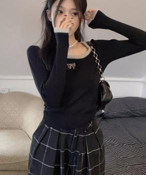 Tシャツ クールネック 刺しゅう 秋冬 送料無料 即日発送-4