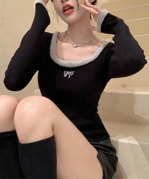 Tシャツ クールネック 刺しゅう 秋冬 送料無料 即日発送-5