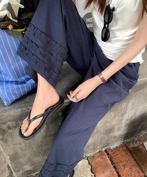 ワイドパンツ フリル レディース 春夏 送料無料 即日発送-7