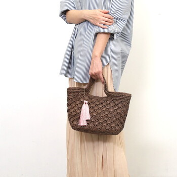 カラフル PPヒモ柄編み かごバッグ かごバッグ COOCO クーコ 送料無料 即日発送-26