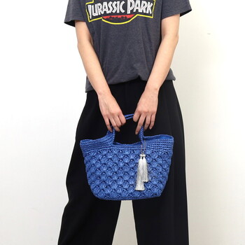 カラフル PPヒモ柄編み かごバッグ かごバッグ COOCO クーコ 送料無料 即日発送-3