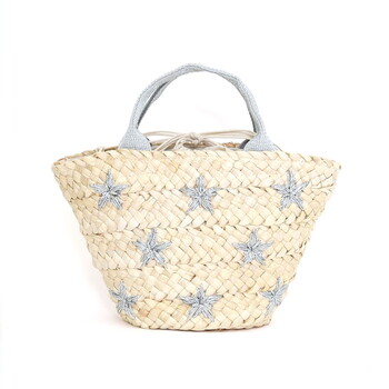 ラメ糸星柄刺繍メイズブレード カゴバッグ かごバッグ COOCO クーコ 送料無料 即日発送-13