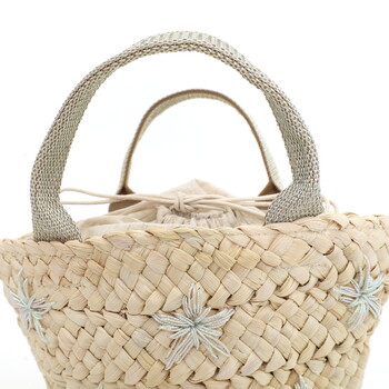 ラメ糸星柄刺繍メイズブレード カゴバッグ かごバッグ COOCO クーコ 送料無料 即日発送-18