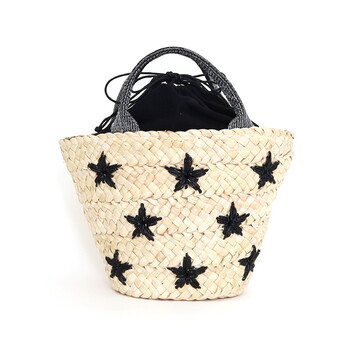 ラメ糸星柄刺繍メイズブレード カゴバッグ かごバッグ COOCO クーコ 送料無料 即日発送-1