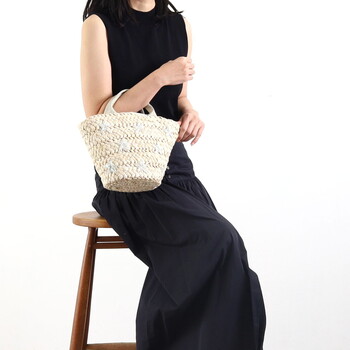 ラメ糸星柄刺繍メイズブレード カゴバッグ かごバッグ COOCO クーコ 送料無料 即日発送-21