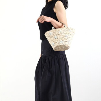 ラメ糸星柄刺繍メイズブレード カゴバッグ かごバッグ COOCO クーコ 送料無料 即日発送-22