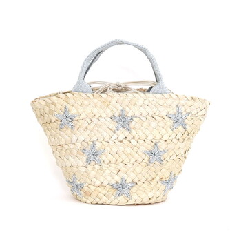 ラメ糸星柄刺繍メイズブレード カゴバッグ かごバッグ COOCO クーコ 送料無料 即日発送-2