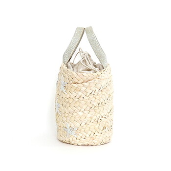 ラメ糸星柄刺繍メイズブレード カゴバッグ かごバッグ COOCO クーコ 送料無料 即日発送-6