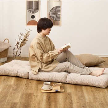 3つ折りごろ寝クッション インド綿100% クラック 2カラー 約50×150cm 送料無料-3