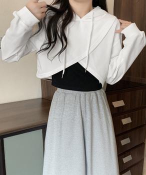 クロップド丈パーカー キャミソールセット 送料無料 即日発送-6