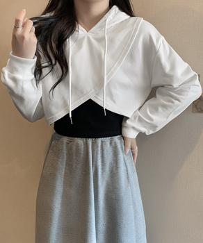 クロップド丈パーカー キャミソールセット 送料無料 即日発送-7