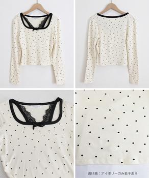 ドット柄トップス レイヤード風カットソー 送料無料 即日発送-9