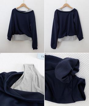 レイヤード風スウェットワンショルダー秋服 送料無料 即日発送-9