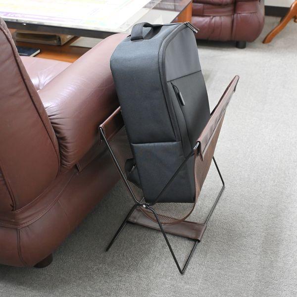 レザー調ハンモック型メッシュバスケット ブラウン 送料無料 即日発送-6