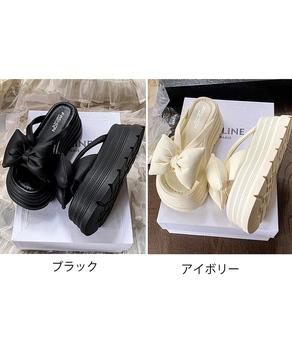 リボンサンダル厚底夏靴 ボリュームソール 送料無料 即日発送-1