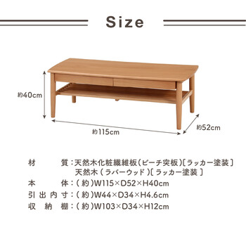 引出し棚付きセンターテーブル カミュ 送料無料-16