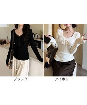 フロントレース リボントップスレディース 送料無料 即日発送-1