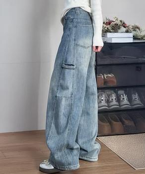 ワイドデニムパンツ ステッチジーンズ 送料無料 即日発送-2