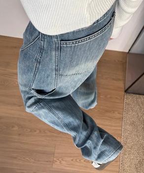 ワイドデニムパンツ ステッチジーンズ 送料無料 即日発送-3