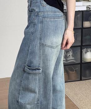 ワイドデニムパンツ ステッチジーンズ 送料無料 即日発送-4