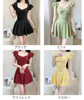 フレアワンピース水着体型カバーレディース 送料無料 即日発送-1