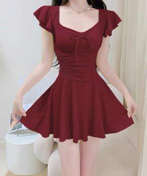 フレアワンピース水着体型カバーレディース 送料無料 即日発送-5