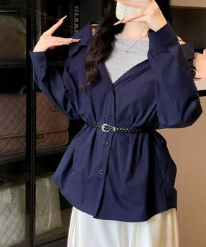 オフショルダーシャツタンクトップ重ね着風 送料無料 即日発送-4