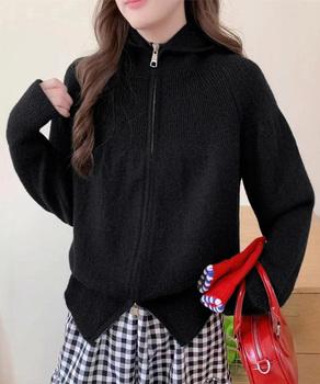 ダブルジップニットカーディガン 羽織 春 送料無料 即日発送-2