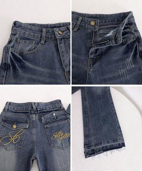 ロゴ刺しゅうフレアデニムパンツレディース 送料無料 即日発送-9