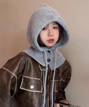 フード付きニットマフラー バラクラバ 可愛いニット帽 おしゃれ 送料無料 即日発送-6