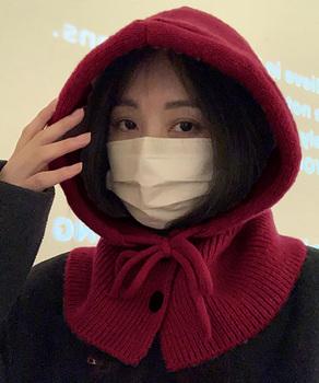 フード付きニットマフラー バラクラバ 可愛いニット帽 おしゃれ 送料無料 即日発送-7