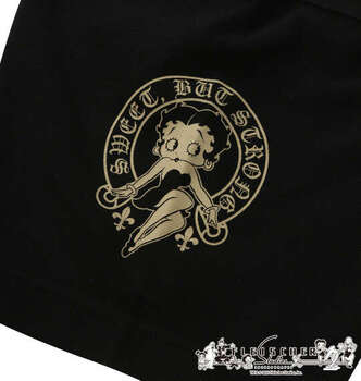 大きいサイズ BETTY BOOP 鹿の子刺繍＆プリント半袖ポロシャツ 3L 4L 5L 6L 8L ブラック ラッピング可 送料無料 即日発送-4