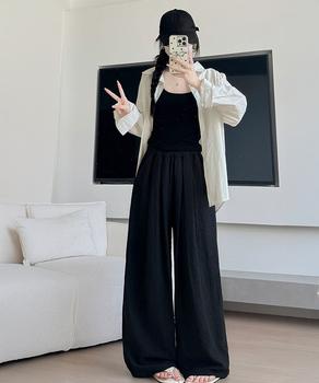 ワイドパンツ ハイウエスト レディース 送料無料 即日発送-3