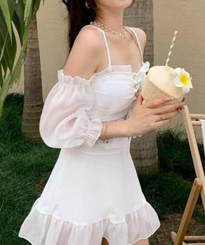 オフショルダー水着2点セットレースアップ 送料無料 即日発送-5