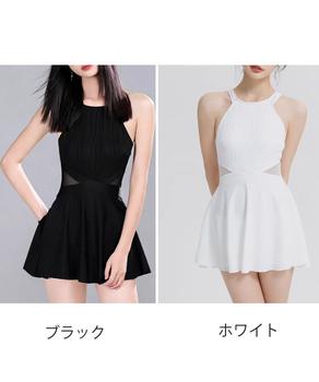 ホルターネック ワンピース水着体型カバー 送料無料 即日発送-1