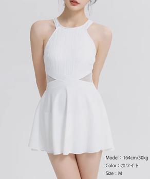 ホルターネック ワンピース水着体型カバー 送料無料 即日発送-4