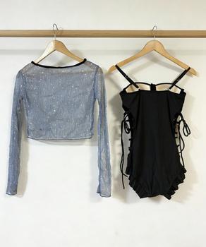 レースアップ ワンピース水着 2点セット 送料無料 即日発送-8