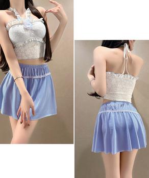 花柄レースフリル水着三点セット体型カバー 送料無料 即日発送-4