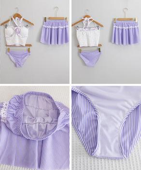 花柄レースフリル水着三点セット体型カバー 送料無料 即日発送-8