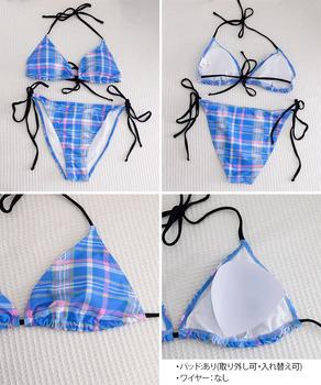 ハイレグビキニ上下セット チェック柄水着 送料無料 即日発送-8