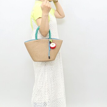 フルーツチャーム付シンプル カゴバッグ　2026新作 COOCO 送料無料 即日発送-17