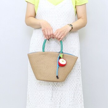 フルーツチャーム付シンプル カゴバッグ　2026新作 COOCO 送料無料 即日発送-18