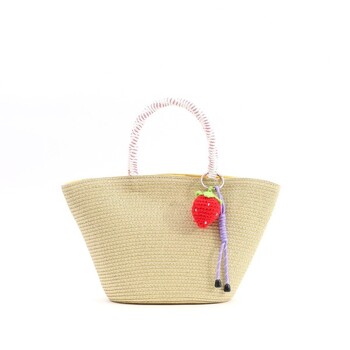 フルーツチャーム付シンプル カゴバッグ　2026新作 COOCO 送料無料 即日発送-1