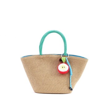 フルーツチャーム付シンプル カゴバッグ　2026新作 COOCO 送料無料 即日発送-2