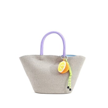 フルーツチャーム付シンプル カゴバッグ　2026新作 COOCO 送料無料 即日発送-3